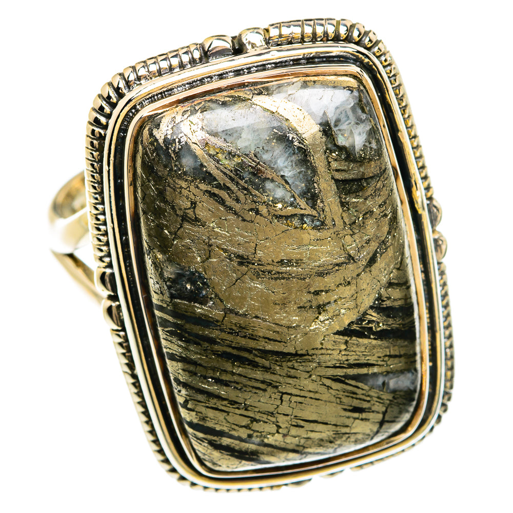 Pyrite Agate Rings handcrafted by Ana Silver Co - RING81458