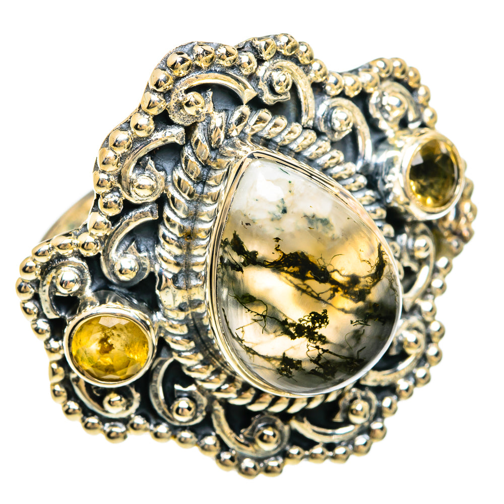Green Moss Agate Rings handcrafted by Ana Silver Co - RING81460
