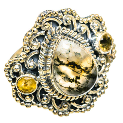 Green Moss Agate Rings handcrafted by Ana Silver Co - RING81460