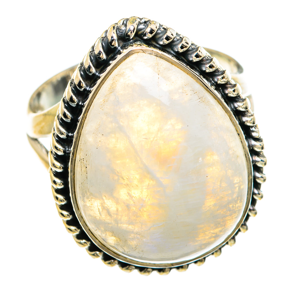 Rainbow Moonstone Rings handcrafted by Ana Silver Co - RING81465