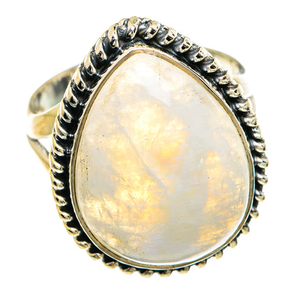 Rainbow Moonstone Rings handcrafted by Ana Silver Co - RING81465