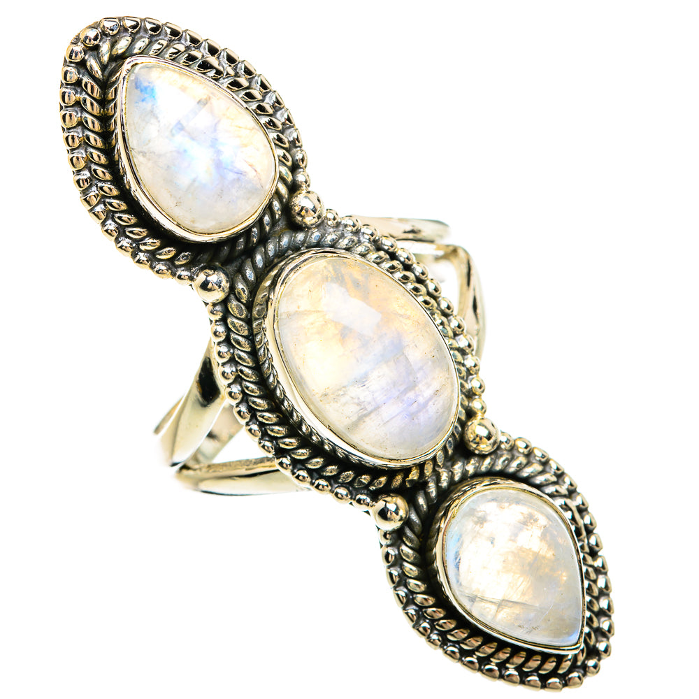 Rainbow Moonstone Rings handcrafted by Ana Silver Co - RING81466