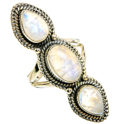 Rainbow Moonstone Rings handcrafted by Ana Silver Co - RING81466