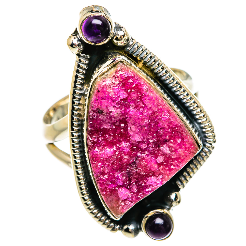 Pink Agate Druzy Rings handcrafted by Ana Silver Co - RING81485