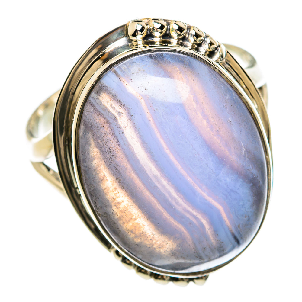 Blue Lace Agate Rings handcrafted by Ana Silver Co - RING81494