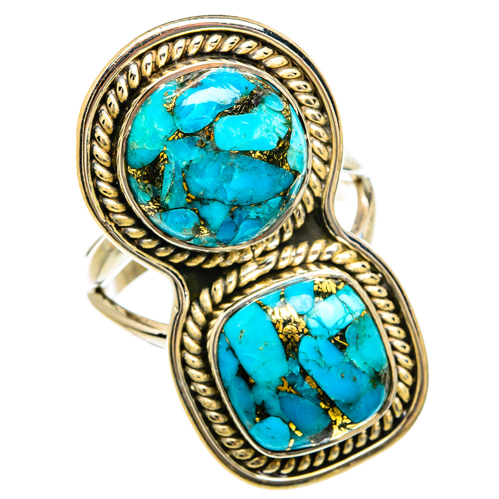 Blue Copper Composite Turquoise Rings handcrafted by Ana Silver Co - RING81510