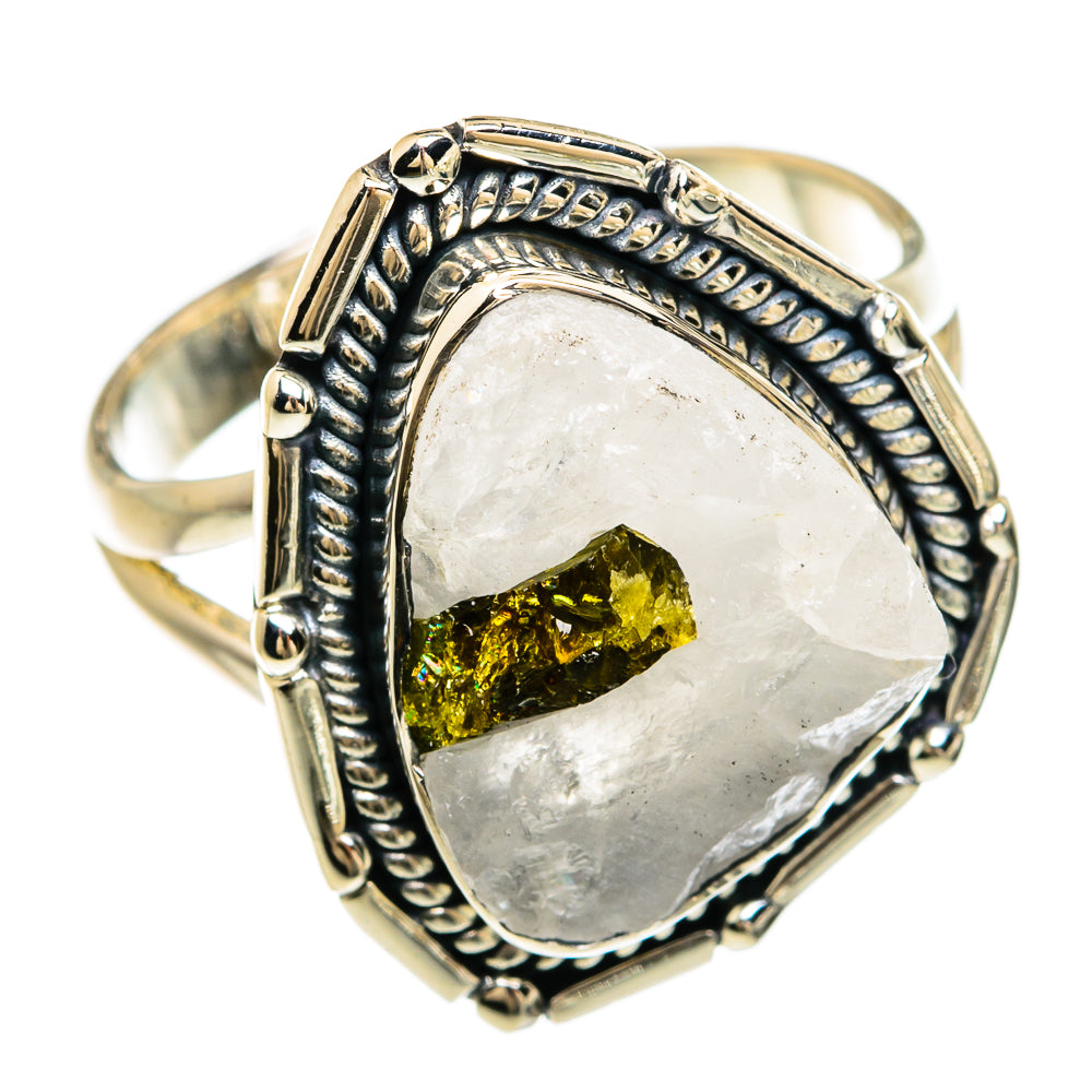 Green Tourmaline In Quartz Rings handcrafted by Ana Silver Co - RING81530