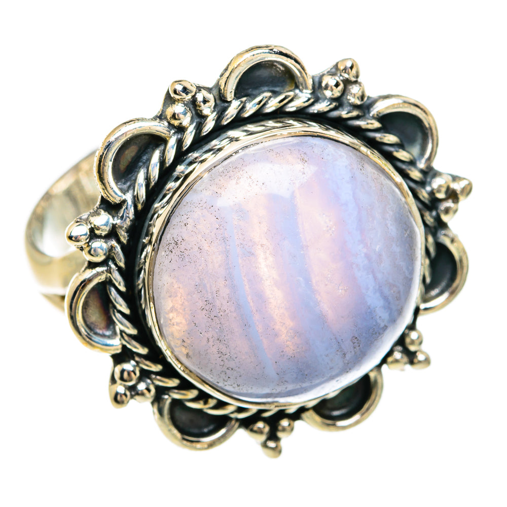 Blue Lace Agate Rings handcrafted by Ana Silver Co - RING81531