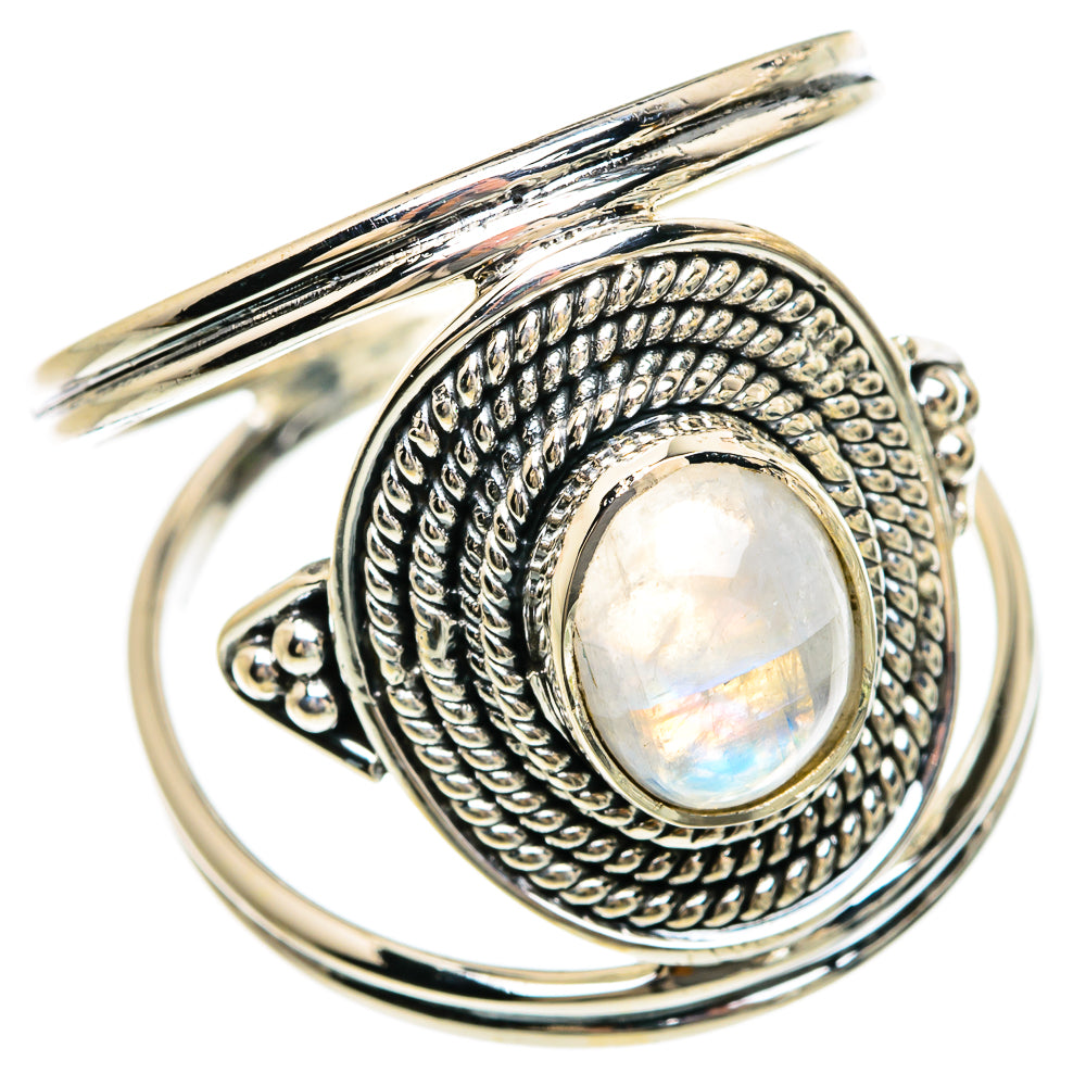 Rainbow Moonstone Rings handcrafted by Ana Silver Co - RING81532