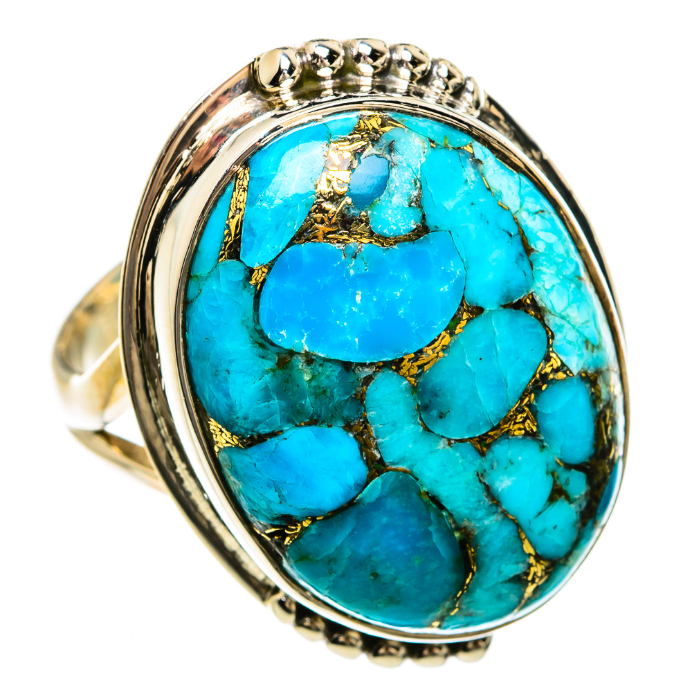 Blue Copper Composite Turquoise Rings handcrafted by Ana Silver Co - RING81544