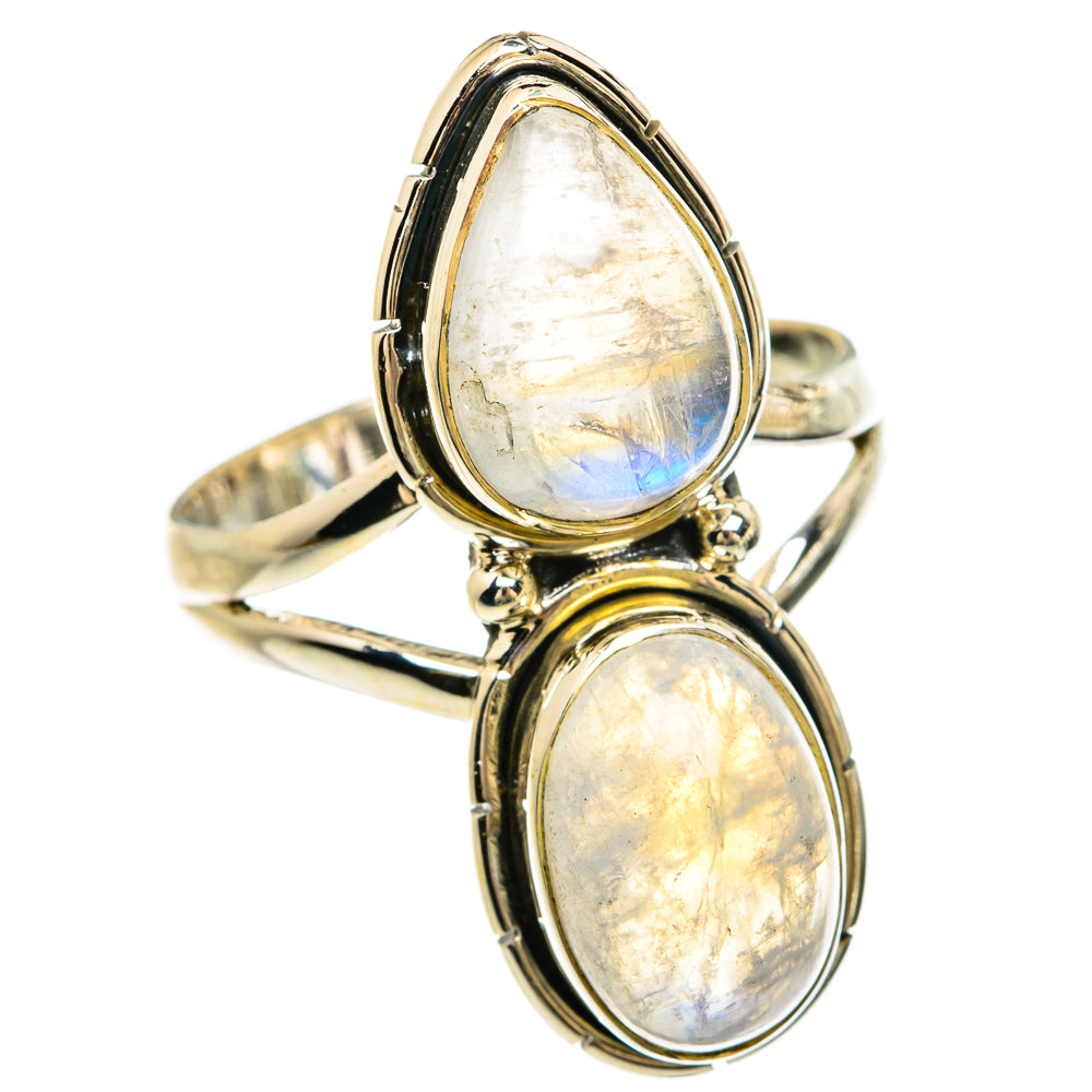 Rainbow Moonstone Rings handcrafted by Ana Silver Co - RING81597