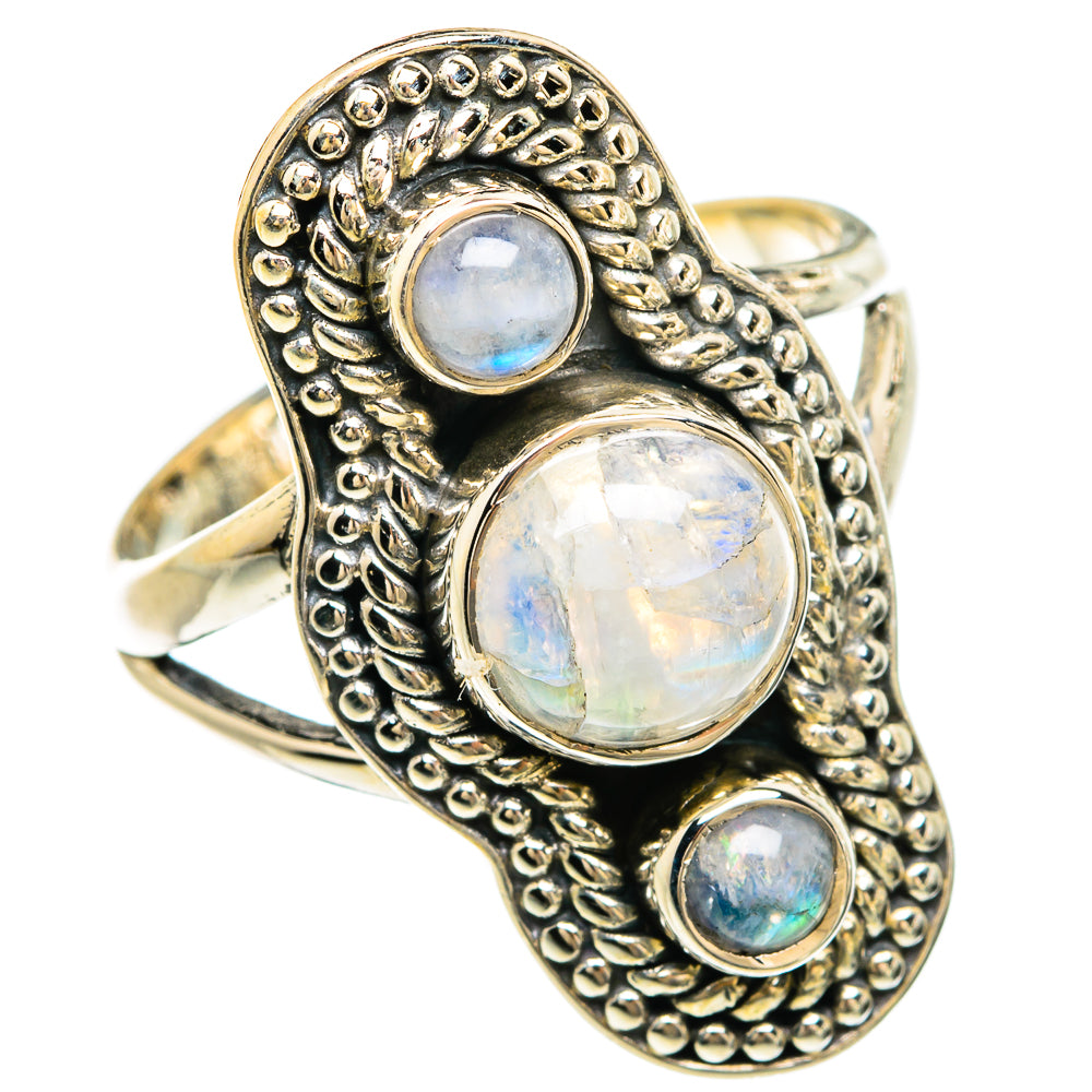 Rainbow Moonstone Rings handcrafted by Ana Silver Co - RING81598