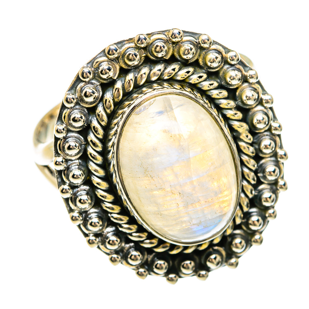 Rainbow Moonstone Rings handcrafted by Ana Silver Co - RING81599