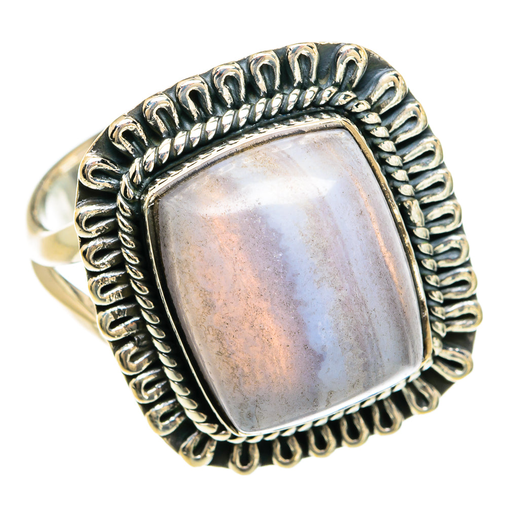 Blue Lace Agate Rings handcrafted by Ana Silver Co - RING81660