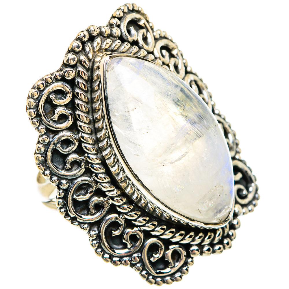 Rainbow Moonstone Rings handcrafted by Ana Silver Co - RING81689