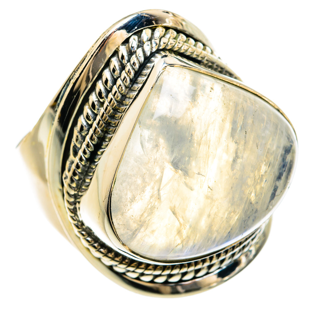 Rainbow Moonstone Rings handcrafted by Ana Silver Co - RING81692