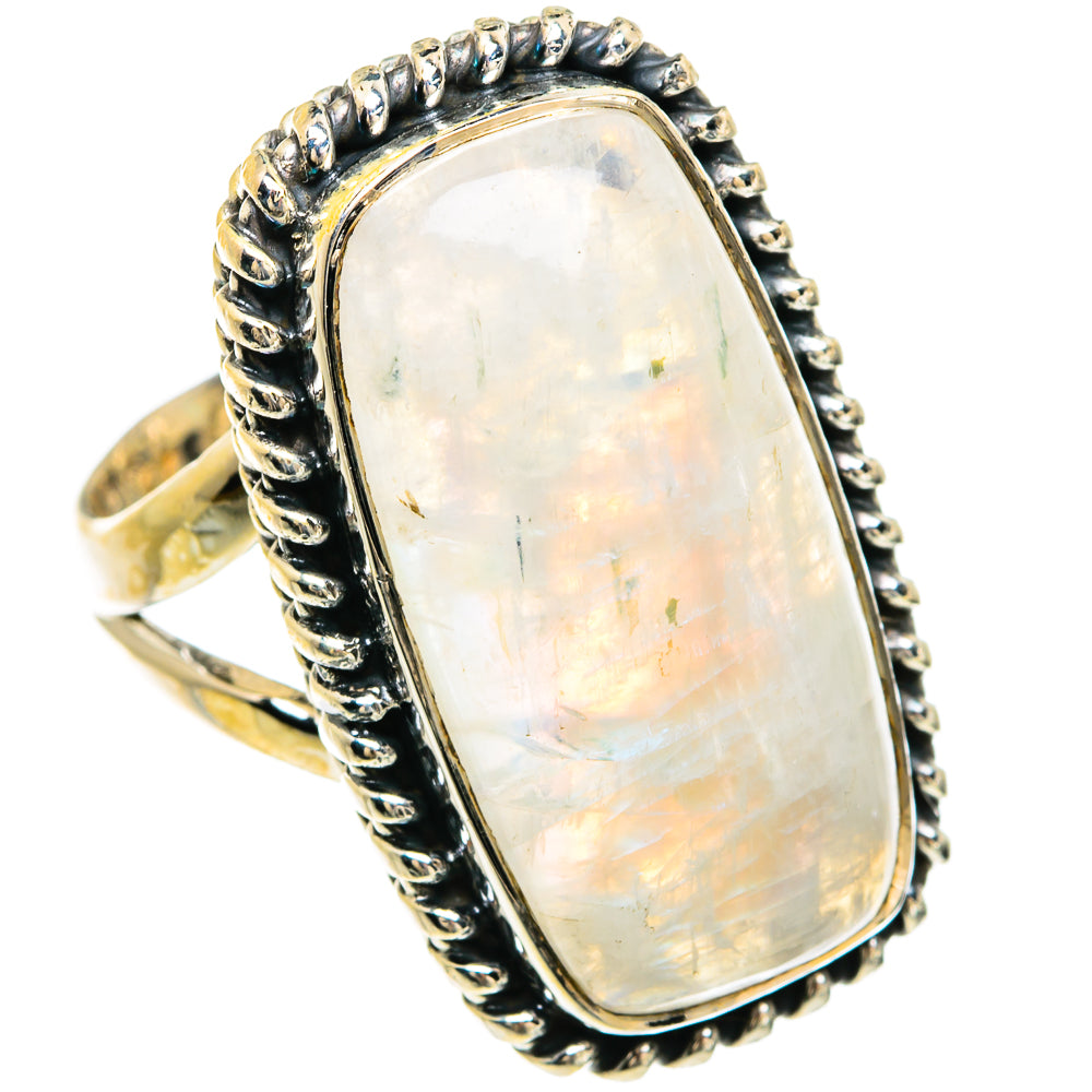Rainbow Moonstone Rings handcrafted by Ana Silver Co - RING81693