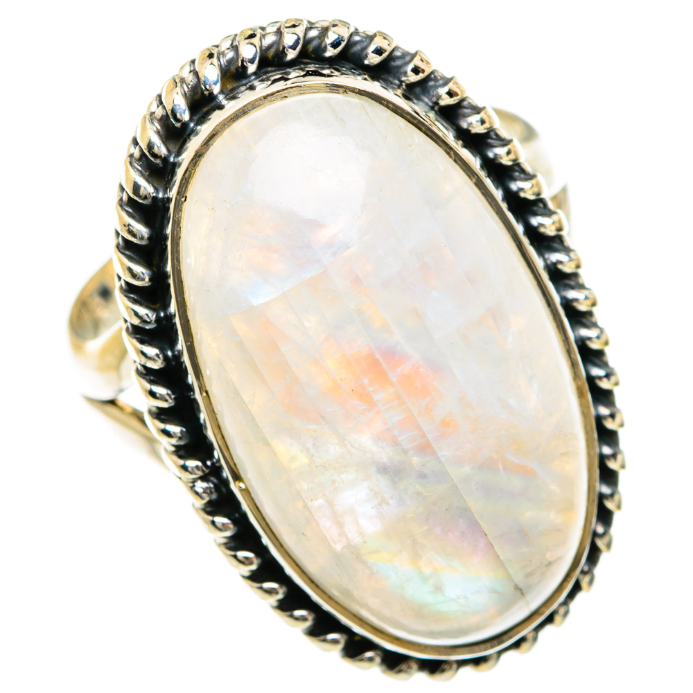 Rainbow Moonstone Rings handcrafted by Ana Silver Co - RING81694
