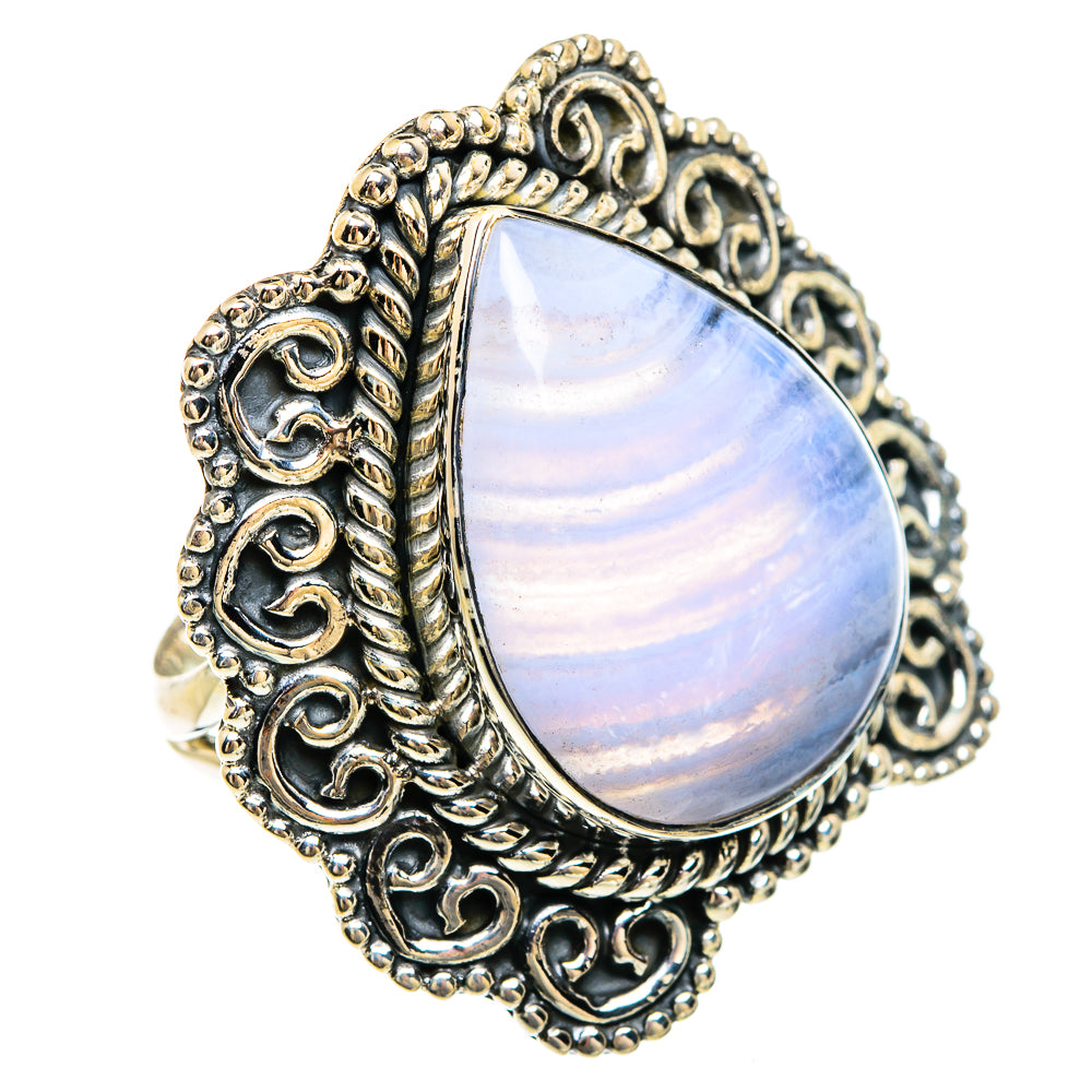 Blue Lace Agate Rings handcrafted by Ana Silver Co - RING81728