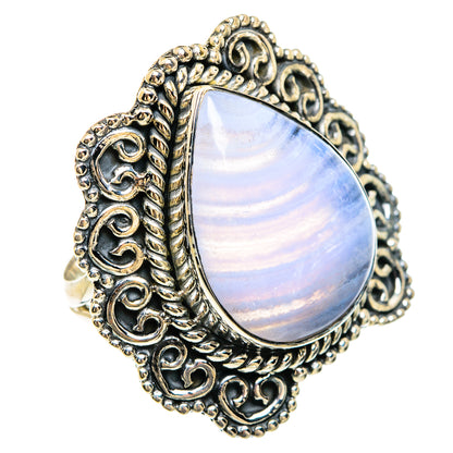 Blue Lace Agate Rings handcrafted by Ana Silver Co - RING81728