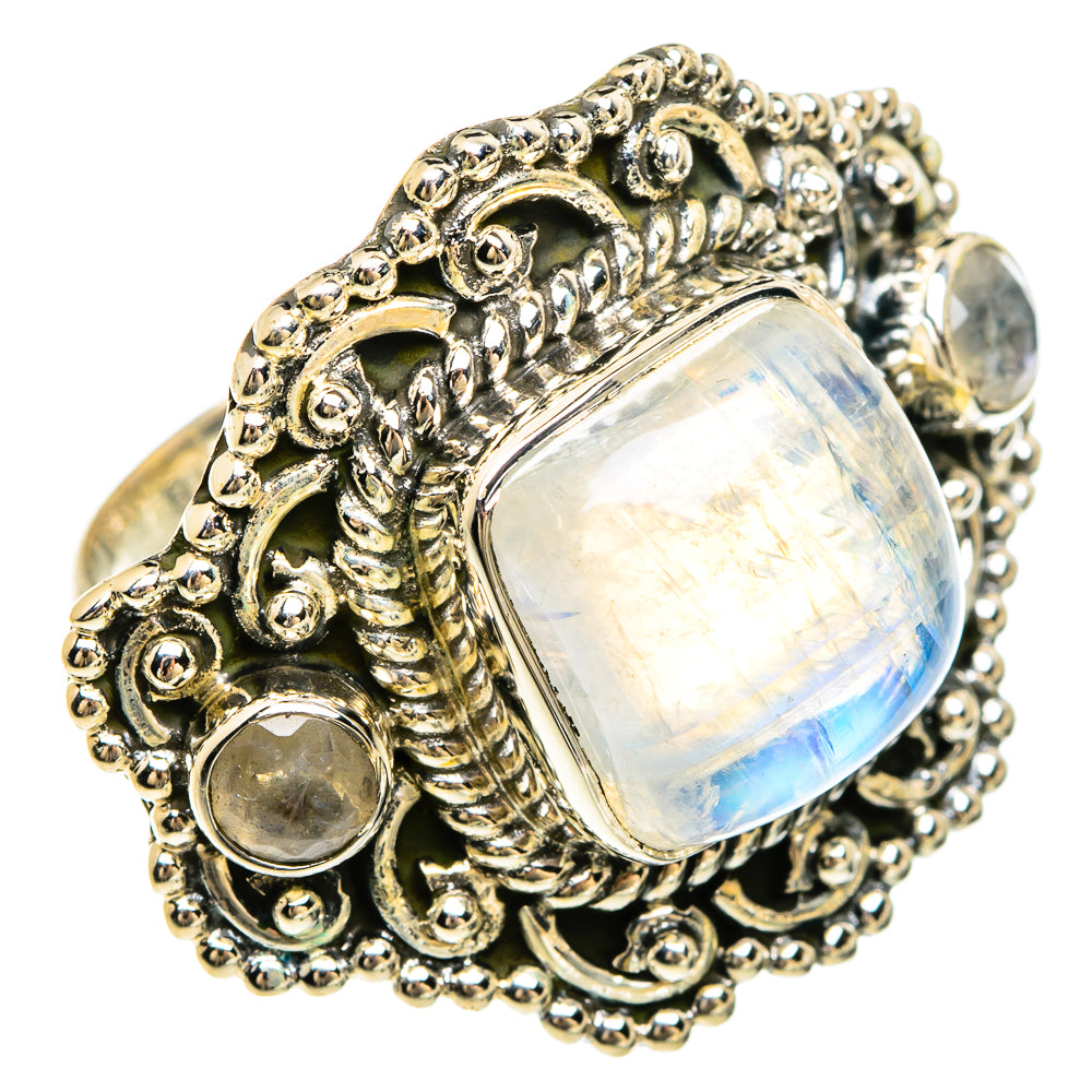 Rainbow Moonstone Rings handcrafted by Ana Silver Co - RING81729