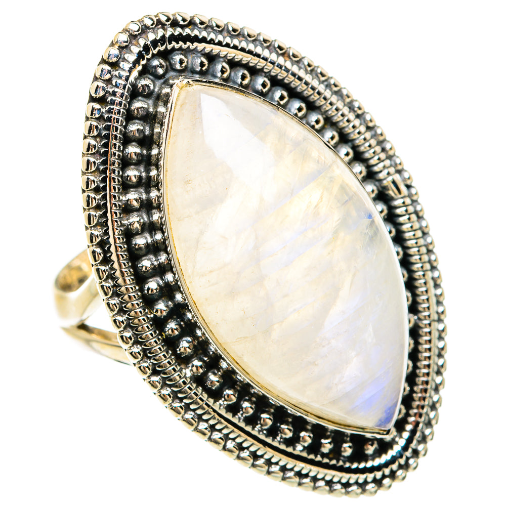 Rainbow Moonstone Rings handcrafted by Ana Silver Co - RING81758