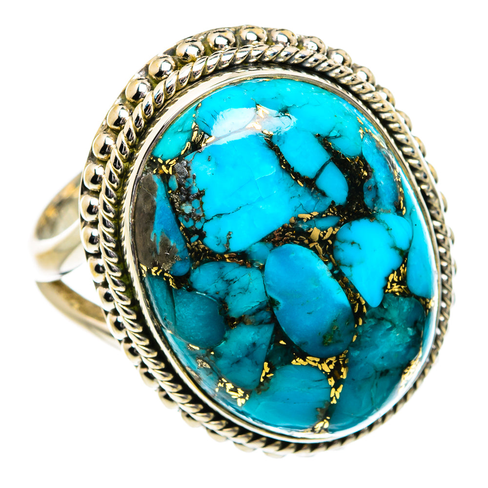 Blue Copper Composite Turquoise Rings handcrafted by Ana Silver Co - RING81772