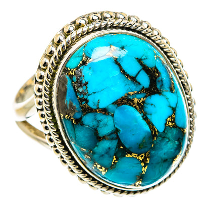 Blue Copper Composite Turquoise Rings handcrafted by Ana Silver Co - RING81772