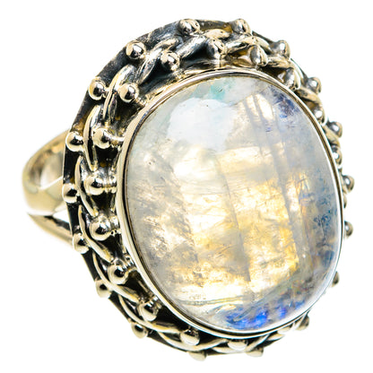 Rainbow Moonstone Rings handcrafted by Ana Silver Co - RING81798