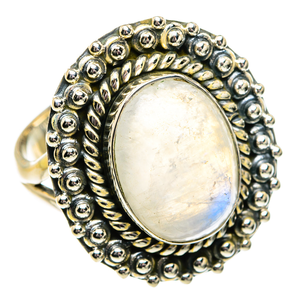Rainbow Moonstone Rings handcrafted by Ana Silver Co - RING81834