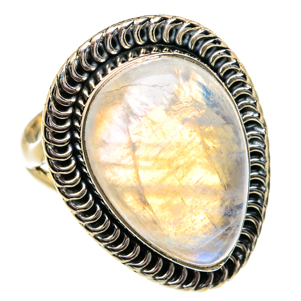 Rainbow Moonstone Rings handcrafted by Ana Silver Co - RING81835