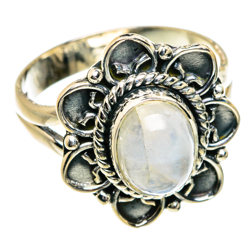 Rainbow Moonstone Rings handcrafted by Ana Silver Co - RING81836