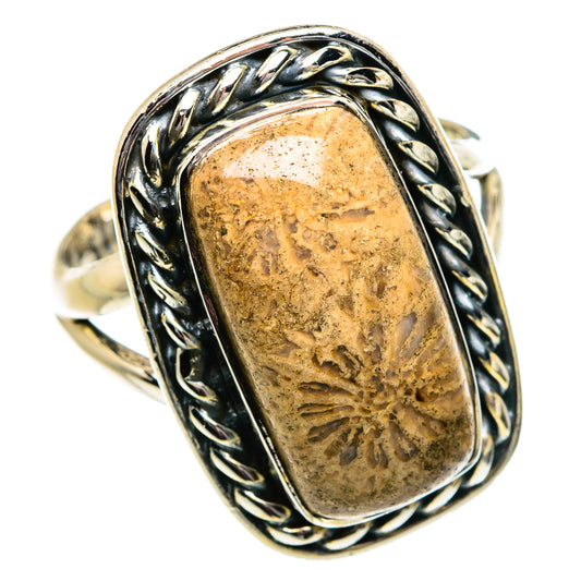Fossil Coral Rings handcrafted by Ana Silver Co - RING81855