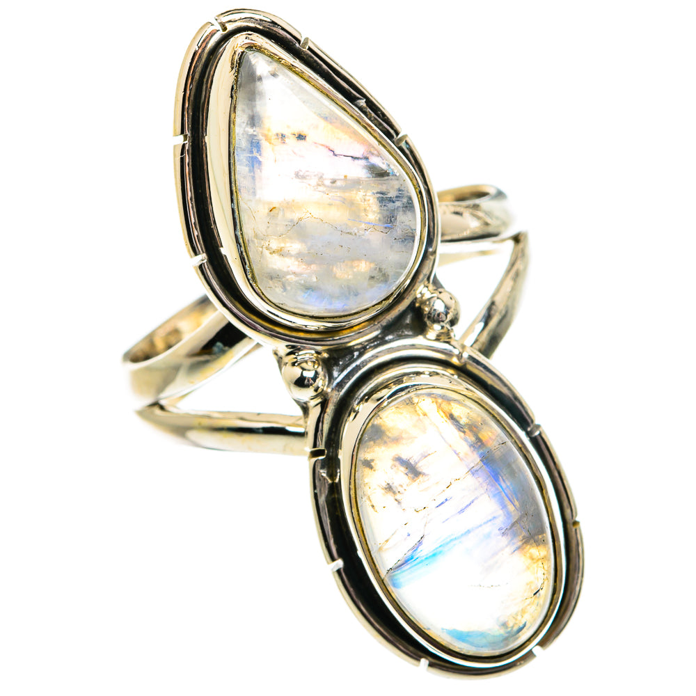 Rainbow Moonstone Rings handcrafted by Ana Silver Co - RING81871