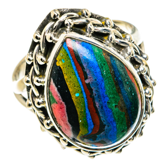 Rainbow Calsilica Rings handcrafted by Ana Silver Co - RING81874