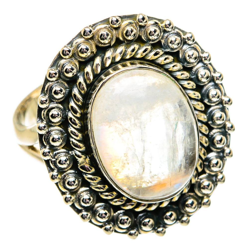 Rainbow Moonstone Rings handcrafted by Ana Silver Co - RING81906