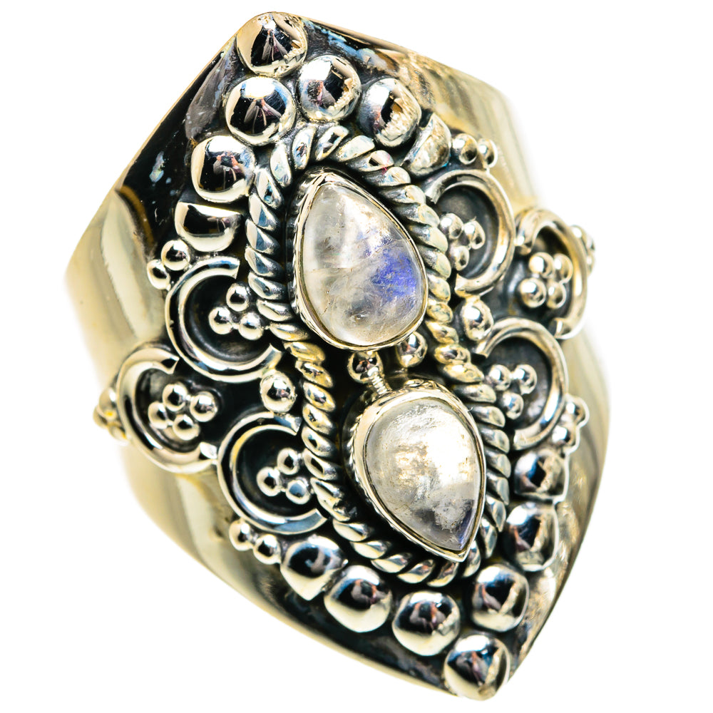 Rainbow Moonstone Rings handcrafted by Ana Silver Co - RING81939