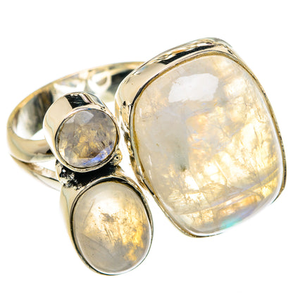 Rainbow Moonstone Rings handcrafted by Ana Silver Co - RING81973