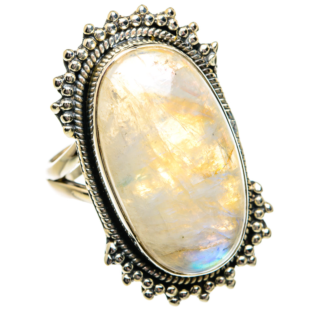 Rainbow Moonstone Rings handcrafted by Ana Silver Co - RING81975