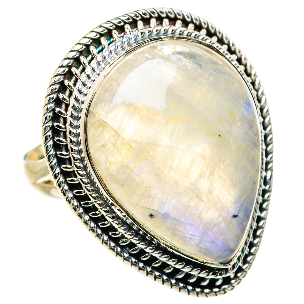 Rainbow Moonstone Rings handcrafted by Ana Silver Co - RING81976