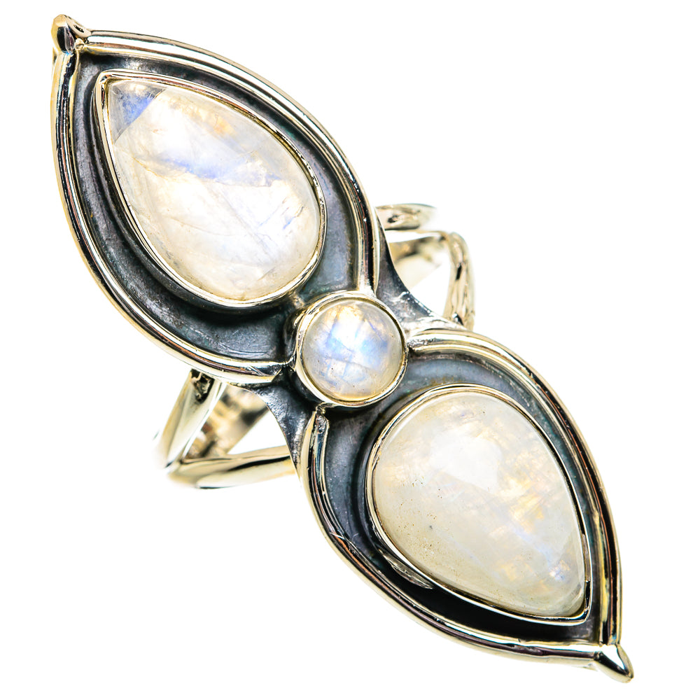 Rainbow Moonstone Rings handcrafted by Ana Silver Co - RING81978