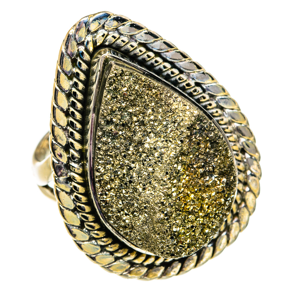 Spectro Pyrite Druzy Rings handcrafted by Ana Silver Co - RING82015
