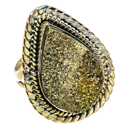 Spectro Pyrite Druzy Rings handcrafted by Ana Silver Co - RING82015