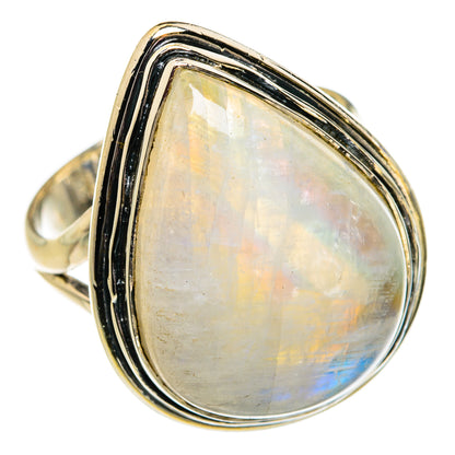 Rainbow Moonstone Rings handcrafted by Ana Silver Co - RING82022