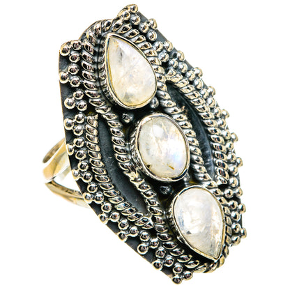 Rainbow Moonstone Rings handcrafted by Ana Silver Co - RING82024