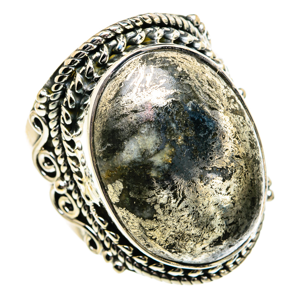 Pyrite Agate Rings handcrafted by Ana Silver Co - RING82048