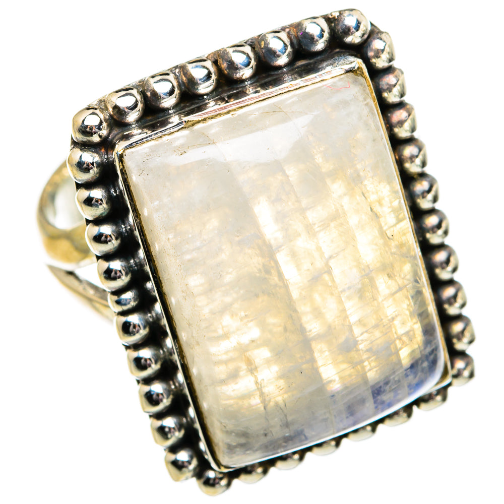 Rainbow Moonstone Rings handcrafted by Ana Silver Co - RING82051