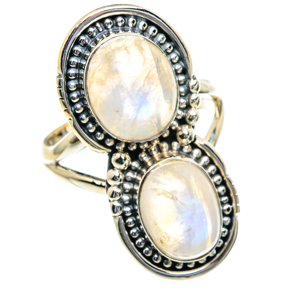Rainbow Moonstone Rings handcrafted by Ana Silver Co - RING82095