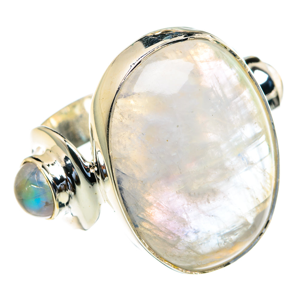 Rainbow Moonstone Rings handcrafted by Ana Silver Co - RING82097