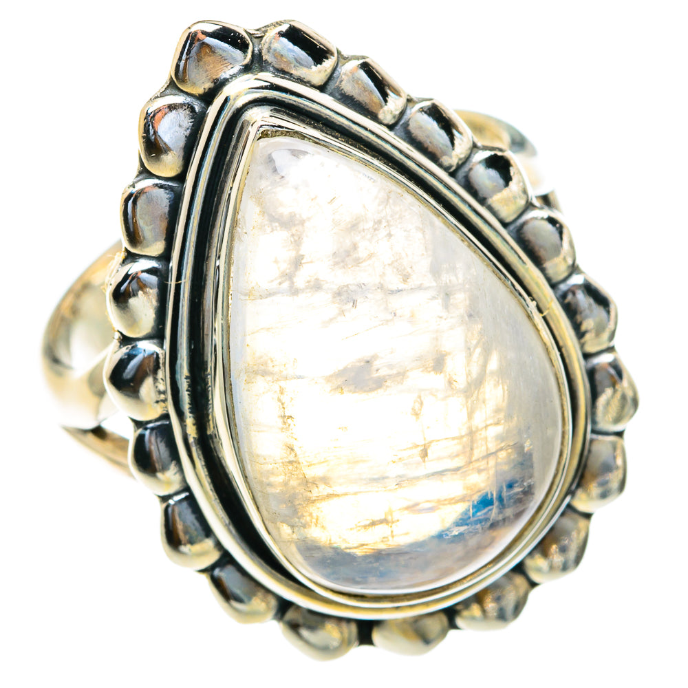 Rainbow Moonstone Rings handcrafted by Ana Silver Co - RING82098